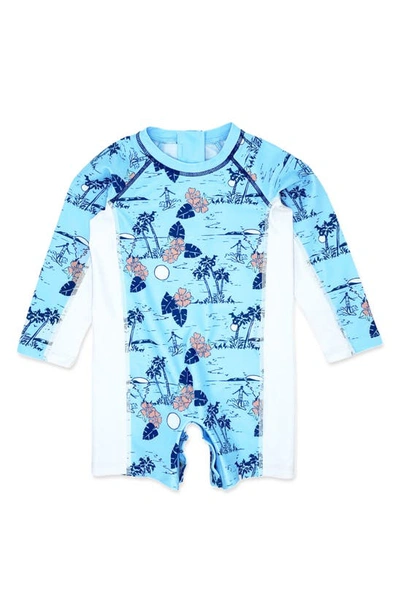 Feather 4 Arrow Babies' Shorebreak Long Sleeve One-piece Swimsuit In Crystal Blue