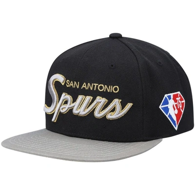 Mitchell & Ness Men's  Black San Antonio Spurs Nba 75th Anniversary Snapback Hat