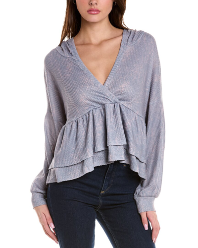 Rosewater Remi Waffle Knit Top In Blue
