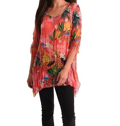 Angel Hawaiian Escape 3/4 Sleeve Tunic In Multi