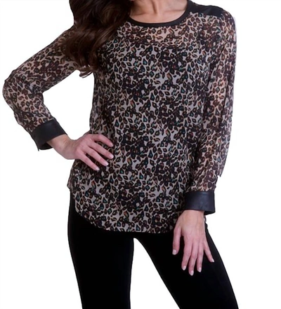 Angel Long Sleeve Crew Tunic In Cheetah In Purple
