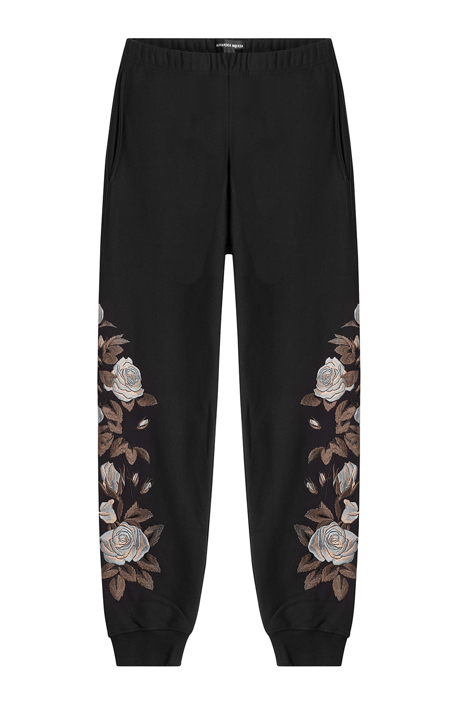 Alexander Mcqueen Black Floral Embroidered Lounge Pants | ModeSens