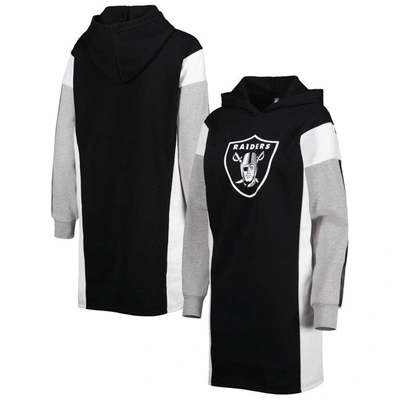 G-iii 4her By Carl Banks Black Las Vegas Raiders Bootleg Long Sleeve Hoodie T-shirt Dress