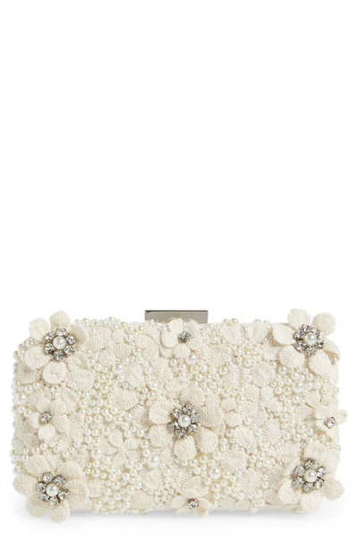 Olga Berg Beth Bead & Crystal Clutch In Ivory