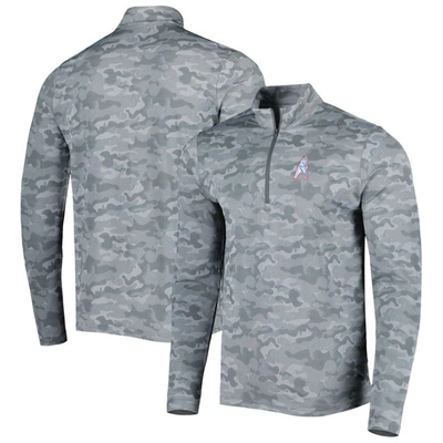Antigua Gray Houston Oilers Brigade Throwback Quarter-zip Top