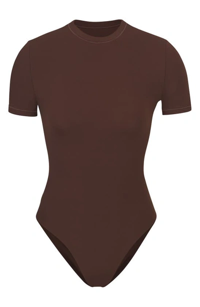 Skims Fits Everybody T-shirt Bodysuit In Cocoa