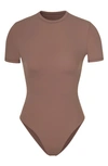 Skims Fits Everybody T-shirt Bodysuit In Brown