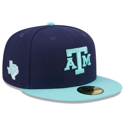 New Era Men's  Navy, Light Blue Texas A&m Aggies 59fifty Fitted Hat In Navy,light Blue