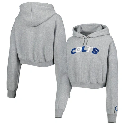 The Wild Collective Gray Indianapolis Colts Cropped Pullover Hoodie In Heather Gray