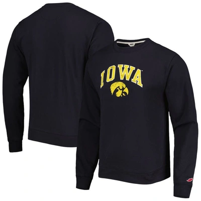 League Collegiate Wear Black Iowa Hawkeyes 1965 Arch Essential Fleece Pullover Sweatshirt