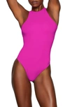 Skims Fits Everybody High Neck Bodysuit In Fuchsia