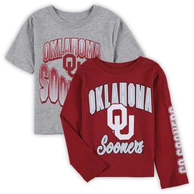 Outerstuff Kids' Preschool Crimson/heather Grey Oklahoma Sooners Game Day T-shirt Combo Pack