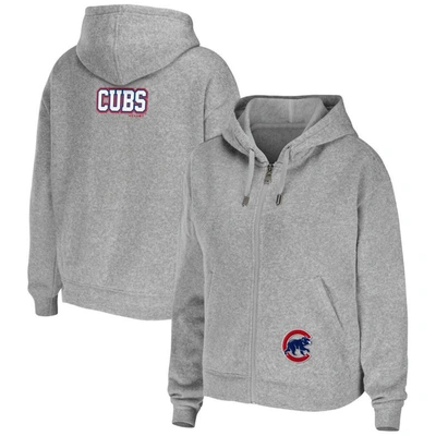 Wear By Erin Andrews Heather Gray Chicago Cubs Full-zip Hoodie