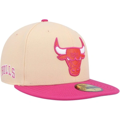 New Era Men's  Orange, Pink Chicago Bulls Passion Mango 59fifty Fitted Hat In Orange,pink
