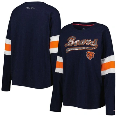 Tommy Hilfiger Navy Chicago Bears Justine Long Sleeve Tunic T-shirt