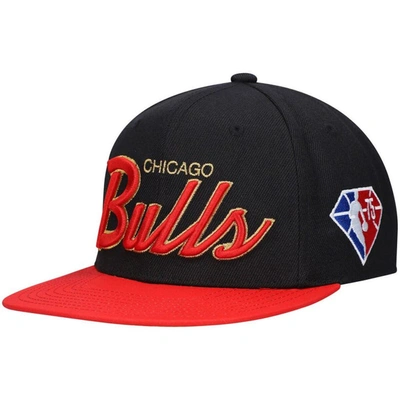 Mitchell & Ness Men's  Black Chicago Bulls Nba 75th Anniversary Snapback Hat