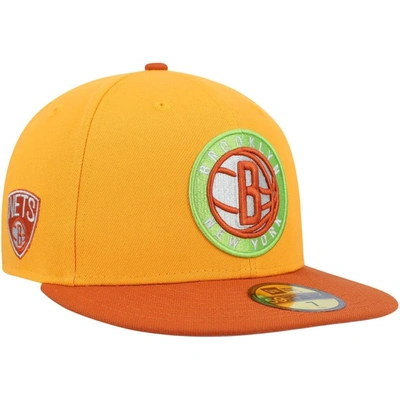 New Era Gold/rust Brooklyn Nets 59fifty Fitted Hat