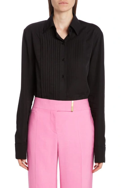 Tom Ford Lyocell & Silk Plastron Button-up Shirt In Black