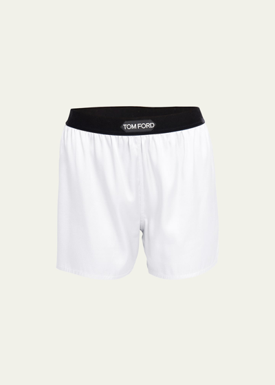 Tom Ford Silk Lounge Shorts In White