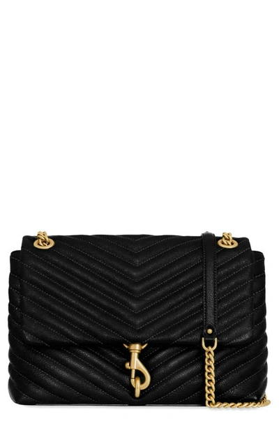 Rebecca Minkoff Edie Flap Quilted Leather Shoulder Bag In Black