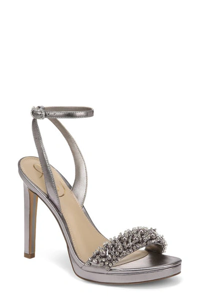Sam Edelman Women's Jade Perla Embellished Ankle Strap Platform Sandals Women's Shoes In Grey