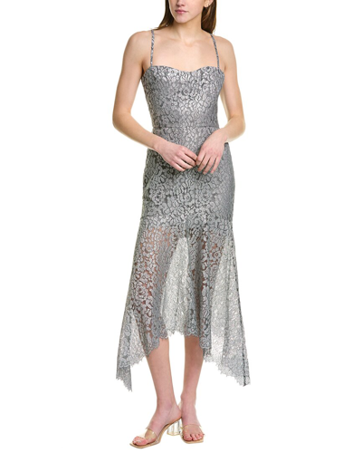 Karina Grimaldi Issy Lace Midi Dress In Silver