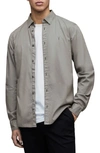 Allsaints Hawthorne Cotton Solid Button Down Shirt In Stereo Gray