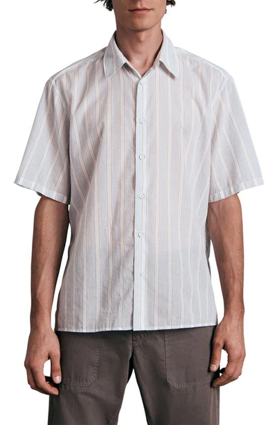 Rag & Bone Dalton Stripe Short Sleeve Button-up Shirt In Blustripe