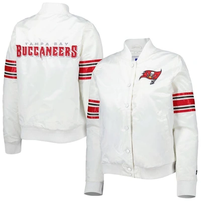Starter White Tampa Bay Buccaneers Line Up Satin Full-snap Varsity Jacket