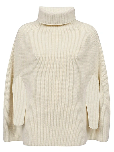Sa Su Phi Ribbed Wool High Neck Cape In White