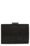 Olga Berg Gabby Metallic Hot Fix Crystal Clutch In Black