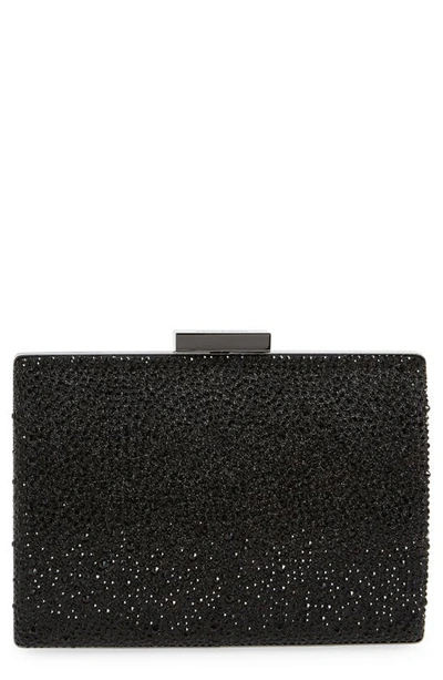 Olga Berg Gabby Metallic Hot Fix Crystal Clutch In Black