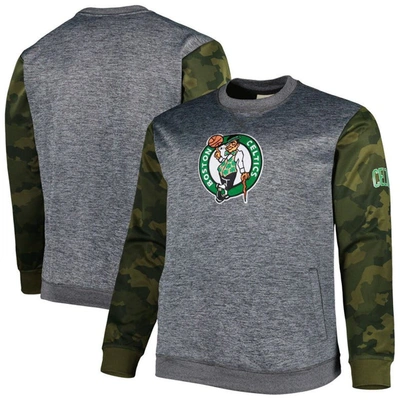 Fanatics Men's Heather Charcoal Boston Celtics Big And Tall Camo Stitched Sweatshirt