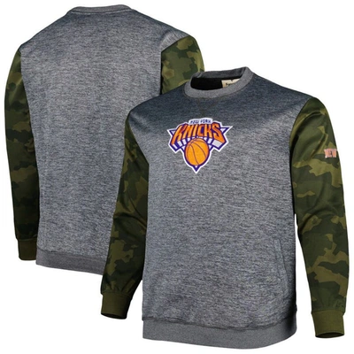 Fanatics Branded Heather Charcoal New York Knicks Big & Tall Camo Stitched Sweatshirt