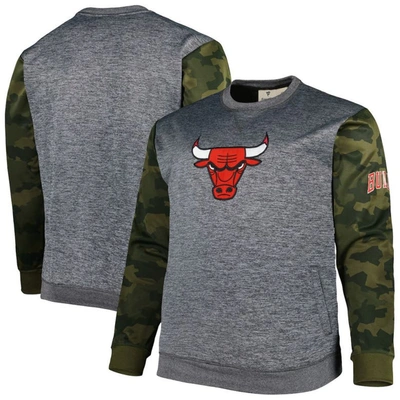Fanatics Branded Heather Charcoal Chicago Bulls Big & Tall Camo Stitched Sweatshirt