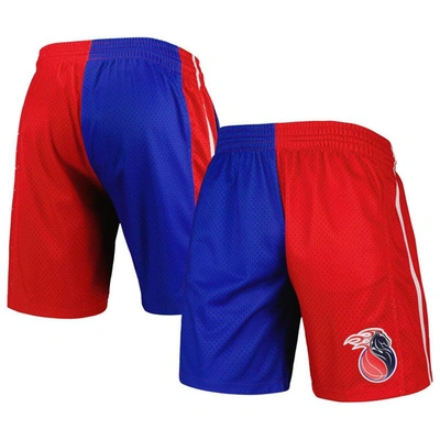 Mitchell & Ness Men's  Blue And Red Detroit Pistons Hardwood Classics 2003 Split Swingman Shorts In Blue,red