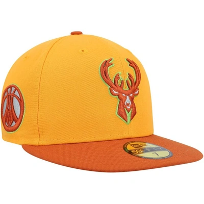 New Era Gold/rust Milwaukee Bucks 59fifty Fitted Hat