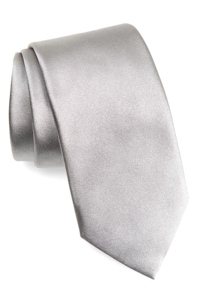 Zegna Ties Silk Satin Tie In Grey