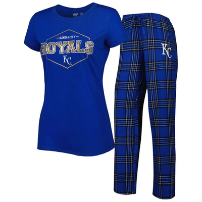 Concepts Sport Women's  Royal Kansas City Royals Badge T-shirt And Pajama Pants Sleep Set
