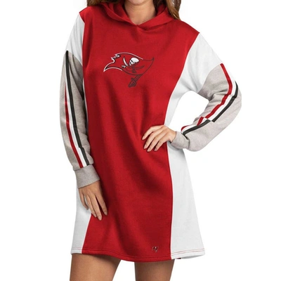 G-iii 4her By Carl Banks Red Tampa Bay Buccaneers Bootleg Long Sleeve Hoodie T-shirt Dress