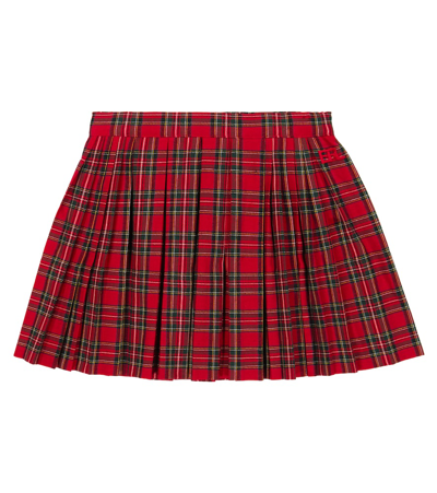 Erl Kids' Plaid Cotton Skirt In Red