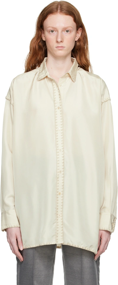 Totême Oversized Silk Shirt In Cream