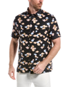 Ted Baker Hadrian Abstract Floral Short Sleeve Linen Button-up Shirt In Black