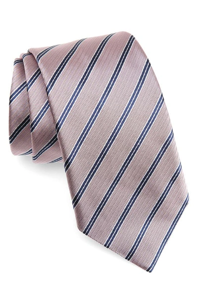 Zegna Ties Brera Regimental Stripe Silk Tie In Pink