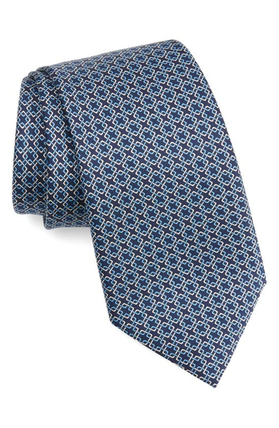 Zegna Ties Quadri Colorati Print Silk Tie In Navy