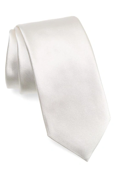 Zegna Ties Silk Satin Tie In White