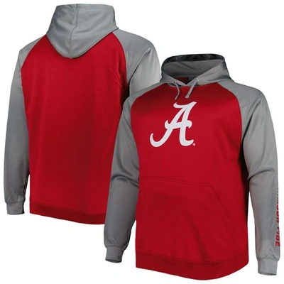 Profile Men's Crimson Alabama Crimson Tide Big And Tall Raglan Fleece Pullover Hoodie