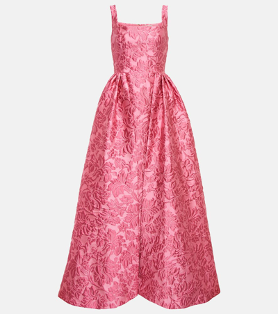 Emilia Wickstead Spencer Floral Cloqué Gown In True Rose