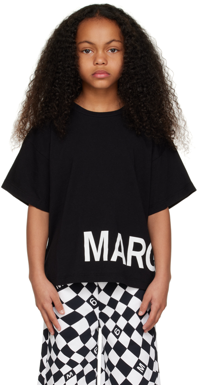 Mm6 Maison Margiela Kids' Logo Print Cotton T-shirt In Black