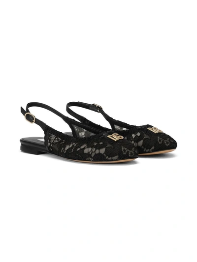 Dolce & Gabbana Kids' Logo-plaque Lace-up Sandals In Black